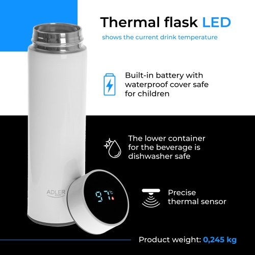 Termoskanna ar LED apgaismojumu, 473 ml, balta