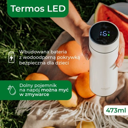 Termoskanna ar LED apgaismojumu, 473 ml, balta