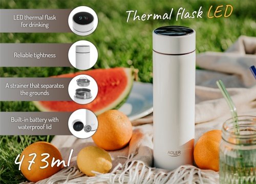 Termoskanna ar LED apgaismojumu, 473 ml, balta