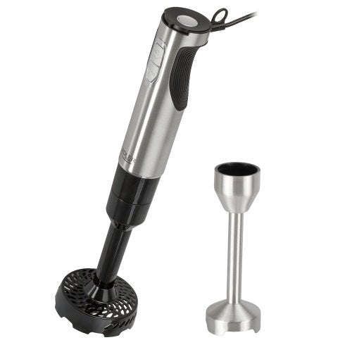 Daudzfunkcionāls rokas blenderu komplekts, 21 ātruma režīms ar „Turbo” funkciju, 1500 ml virtuves kombains, 860 ml smalcinātājs, kubiņu griešanas uzgalis, putotājs, mīklas mīcīšanas uzgaļi, biezeņa pagatavošanas uzgalis, 600 ml krūze