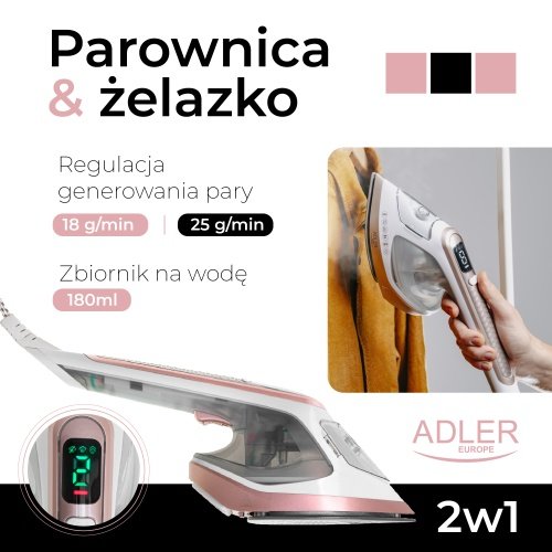 Adler gludeklis 2/1 Apģērbu tvaicētājs