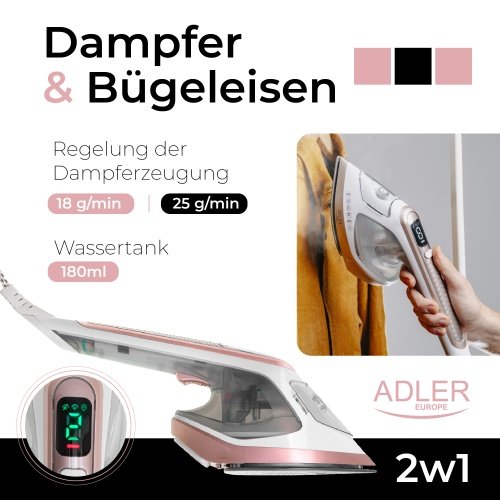 Adler gludeklis 2/1 Apģērbu tvaicētājs
