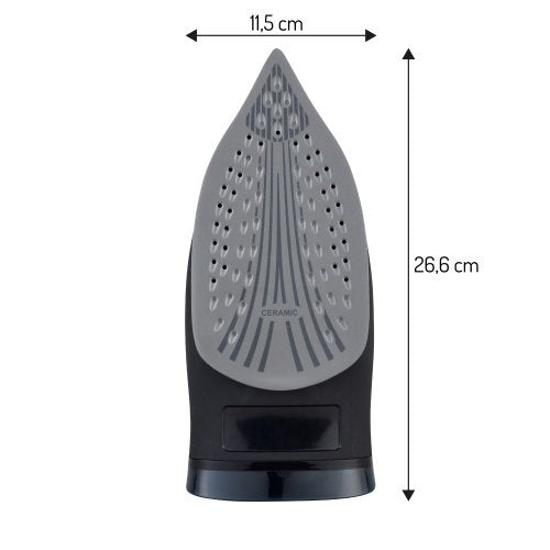 Tvaika gludeklis 2200 W, keramiskais gludināmais, tvaika impulsa režīms 110 g/min, nepārtraukta tvaika padeve 40 g/min, vertikālā gludināšana ar tvaiku, automātiskā izslēgšanās, pretpilēšanas sistēma, pretkaļķošanās sistēma, 320 ml ūdens tvertne