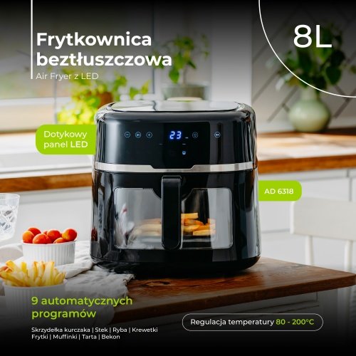 Aerogrils 8.0 L | 9 programmas | konvekcijas tehnoloģija | LED displejs