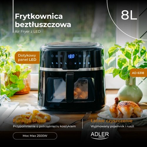 Aerogrils 8.0 L | 9 programmas | konvekcijas tehnoloģija | LED displejs