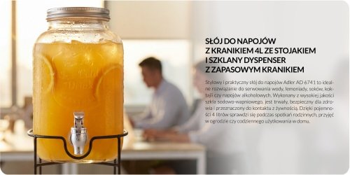 Dzērienu padevējs ar krānu, 4 l, ar pamatni | Stikla dzērienu trauks ar rezerves krānu