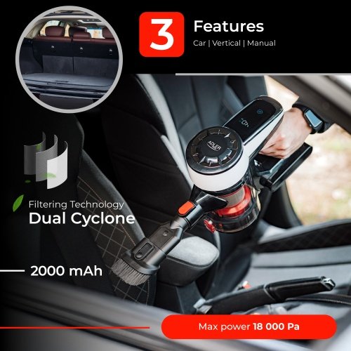 Adler putekļsūcējs bez maisa ar brushless motor tehnoloģija