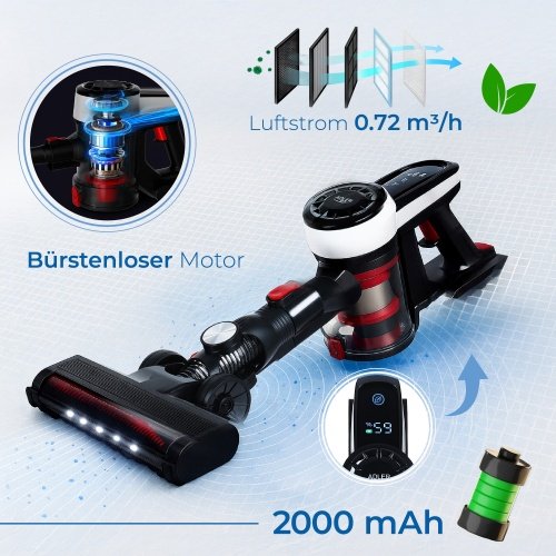 Adler putekļsūcējs bez maisa ar brushless motor tehnoloģija