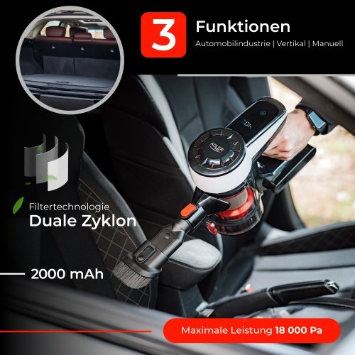 Adler putekļsūcējs bez maisa ar brushless motor tehnoloģija