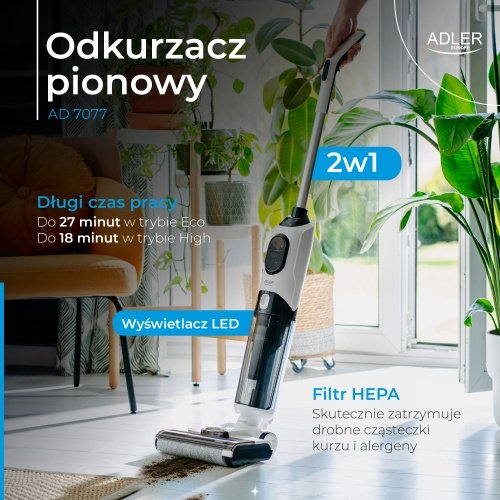 Bezvadu putekļsūcējs 2/1 | Sausā & Mitrā tīrīšana | LED displejs | HEPA filtrs | Pašattīrošās birstes