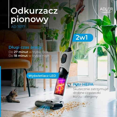 Bezvadu putekļsūcējs 2/1 | Sausā & Mitrā tīrīšana | LED displejs | HEPA filtrs | Pašattīrošās birstes