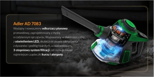 Putekļsūcējs ar elektrisku suku | 15,000 Pa jauda | HEPA 13 filtrs