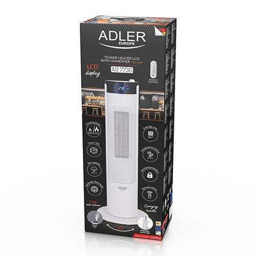 Tower ventilatora sildītājs LCD ar gaisa mitrinātājs 75cm / 29"