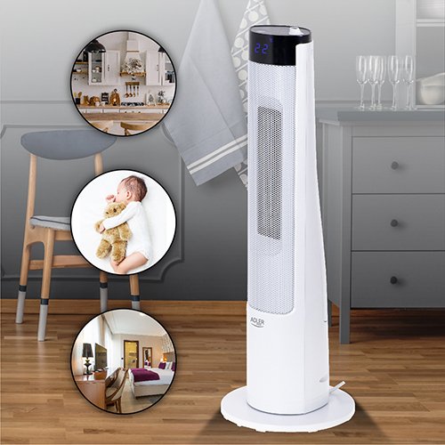 Tower ventilatora sildītājs LCD ar gaisa mitrinātājs 75cm / 29"