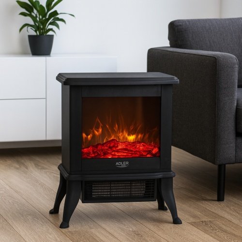 Elektriskais kamīns ar 2 siltuma līmeņiem: 1000W - 1800W, 3D liesmas efekts, ar termostatu