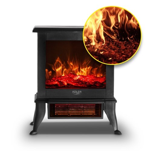 Elektriskais kamīns ar 2 siltuma līmeņiem: 1000W - 1800W, 3D liesmas efekts, ar termostatu