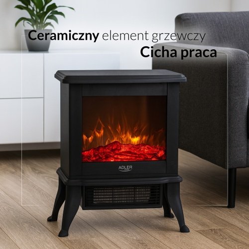 Elektriskais kamīns ar 2 siltuma līmeņiem: 1000W - 1800W, 3D liesmas efekts, ar termostatu