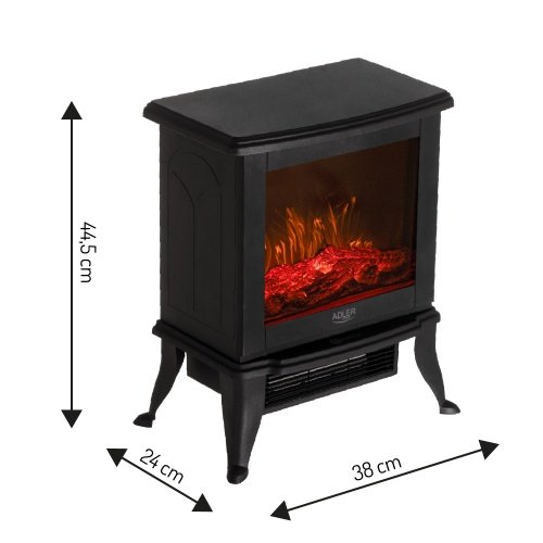 Elektriskais kamīns ar 2 siltuma līmeņiem: 1000W - 1800W, 3D liesmas efekts, ar termostatu
