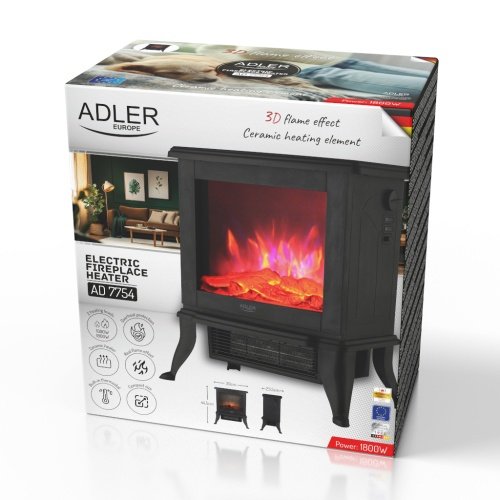 Elektriskais kamīns ar 2 siltuma līmeņiem: 1000W - 1800W, 3D liesmas efekts, ar termostatu