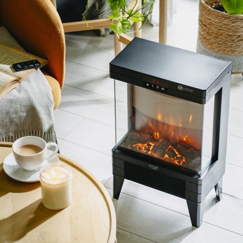 Elektriskais kamīns ar tālvadības pulti | 3D liesmas efekts | 2 siltuma līmeņi 1000W - 2000W | ar termostatu