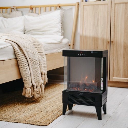 Elektriskais kamīns ar tālvadības pulti | 3D liesmas efekts | 2 siltuma līmeņi 1000W - 2000W | ar termostatu