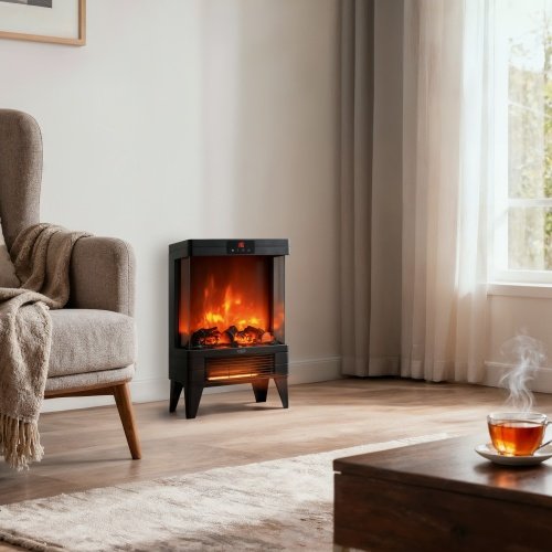 Elektriskais kamīns ar tālvadības pulti | 3D liesmas efekts | 2 siltuma līmeņi 1000W - 2000W | ar termostatu