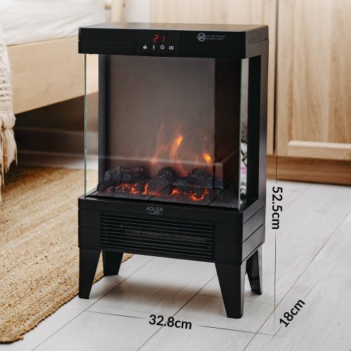 Elektriskais kamīns ar tālvadības pulti | 3D liesmas efekts | 2 siltuma līmeņi 1000W - 2000W | ar termostatu