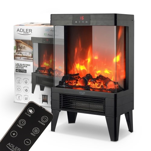 Elektriskais kamīns ar tālvadības pulti | 3D liesmas efekts | 2 siltuma līmeņi 1000W - 2000W | ar termostatu