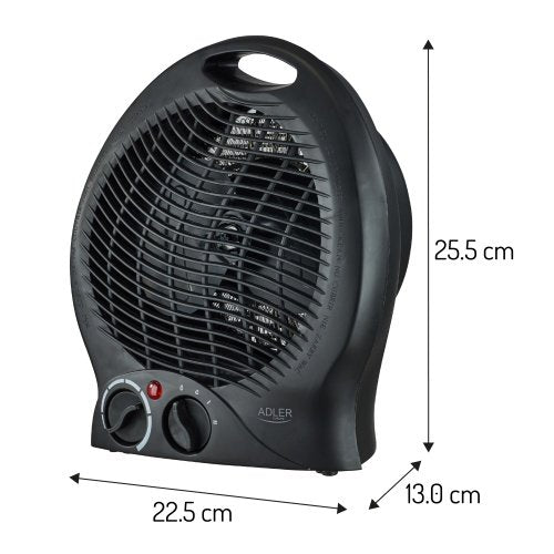 Ventilatoru sildītājs 2000 W, elektriskais sildītājs ar termostatu, 2 jaudas līmeņi, ventilatora funkcija