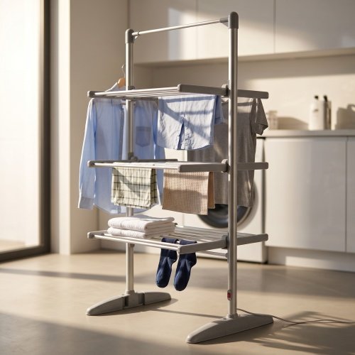 Salokāms elektriskais veļas žāvētājs, 30 sildāmās stangas, 298 W, alumīnijs