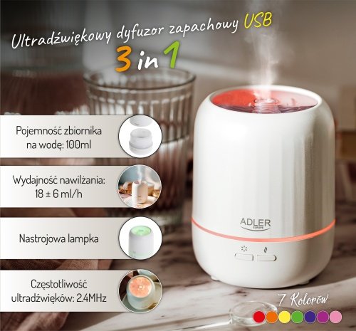 USB 3-in-1 ultraskaņas aromāta difuzors