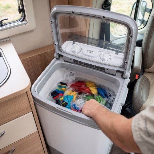 Veļas mašīna ar centrifugēšanu, 6 kg | Ideāli piemērota kempingam, kempinga autobusiem un maziem dzīvokļiem