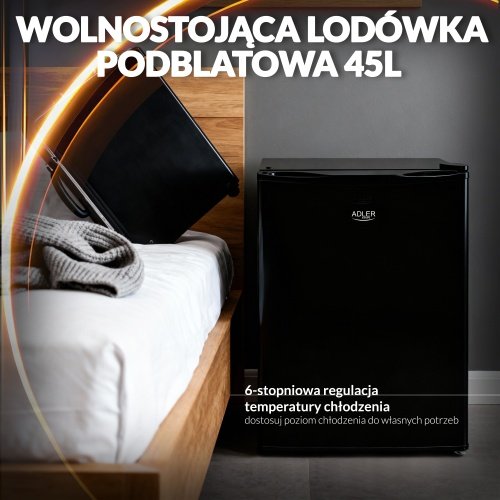 Brīvi stāvošs zemgalda ledusskapis, 45 l | Metāla durvis | 6 pakāpju dzesēšanas regulēšana