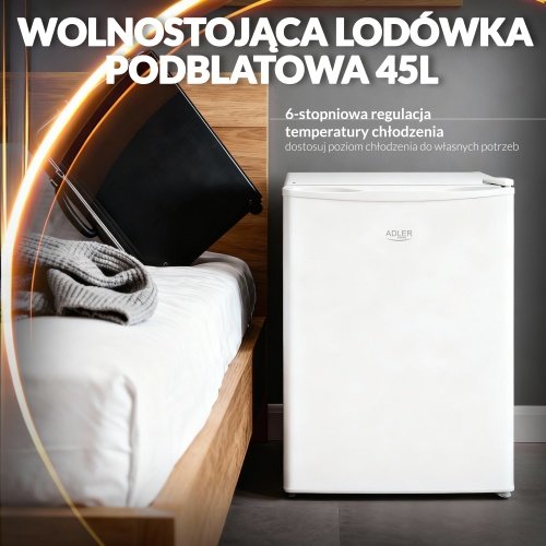 Brīvi stāvošs zemgalda ledusskapis, 45 l | Metāla durvis | 6 pakāpju temperatūras regulēšana | Balts