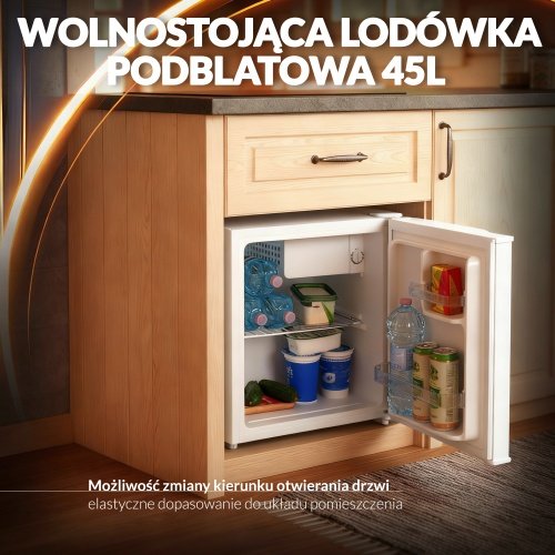Brīvi stāvošs zemgalda ledusskapis, 45 l | Metāla durvis | 6 pakāpju temperatūras regulēšana | Balts