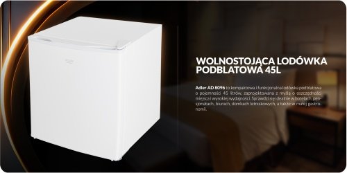 Brīvi stāvošs zemgalda ledusskapis, 45 l | Metāla durvis | 6 pakāpju temperatūras regulēšana | Balts