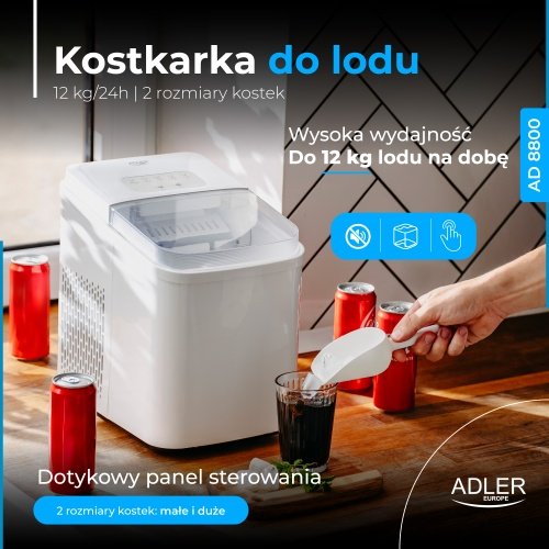 Ledus kubiņu gatavošanas iekārta | 12 kg/24 stundās | 2 ledus izmēri | Pašattīrīšanās funkcija | Klusa darbība | Sensora vadības panelis