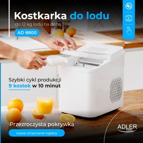 Ledus kubiņu gatavošanas iekārta | 12 kg/24 stundās | 2 ledus izmēri | Pašattīrīšanās funkcija | Klusa darbība | Sensora vadības panelis