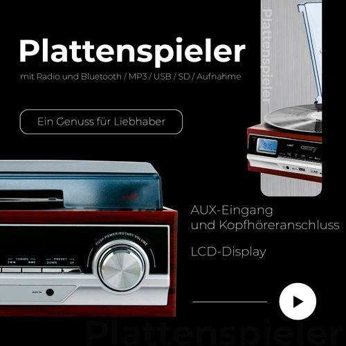 Plašu atskaņotājs ar Bluetooth/MP3/USB/SD/ierakstīšanas funkciju