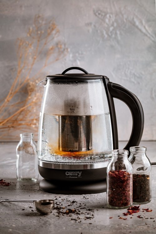 Tējkanna stikla 2,0 l - ar temperatūras vadība un tea infuser