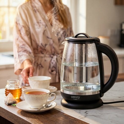 Tējkanna stikla 2,0 l - ar temperatūras vadība un tea infuser