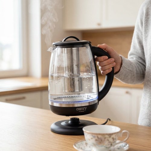 Tējkanna stikla 2,0 l - ar temperatūras vadība un tea infuser