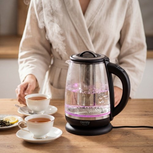 Tējkanna stikla 2,0 l - ar temperatūras vadība un tea infuser