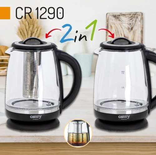 Tējkanna stikla 2,0 l - ar temperatūras vadība un tea infuser