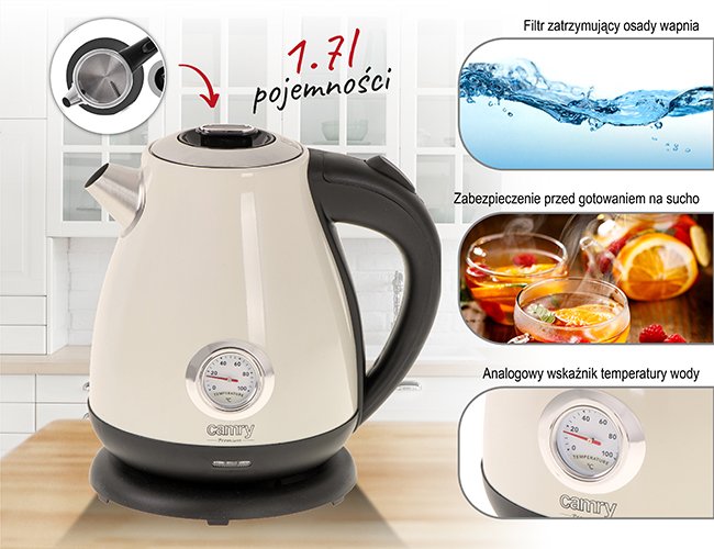 Camry elektriskā tējkanna ar termometru 1,7L
