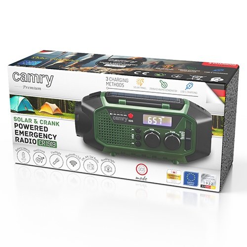 Avārijas radio ar saules uzlādi | Bluetooth 5.0 | 4000 mAh ārējais akumulators | FM-AM-SW