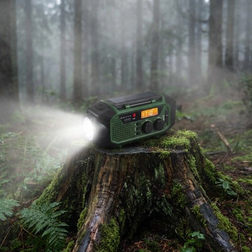 Avārijas radio ar saules uzlādi | Bluetooth 5.0 | 4000 mAh ārējais akumulators | FM-AM-SW