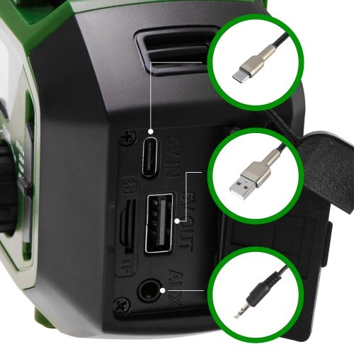 Avārijas radio ar saules uzlādi | Bluetooth 5.0 | 4000 mAh ārējais akumulators | FM-AM-SW
