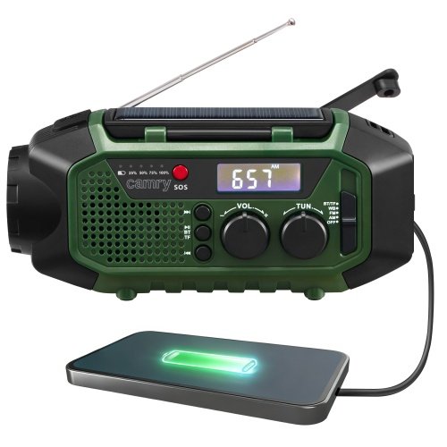 Avārijas radio ar saules uzlādi | Bluetooth 5.0 | 4000 mAh ārējais akumulators | FM-AM-SW