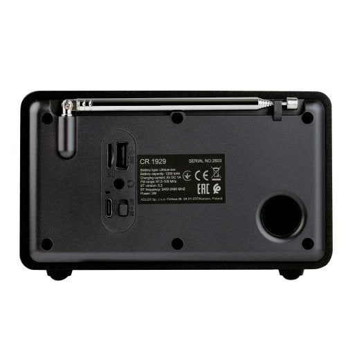 Radio ar pulksteni, Bluetooth 5.3 modinātājs ar FM radio, LED displejs, USB, TF kartes slots, modinātājs, 1200 mAh akumulators, USB-C,